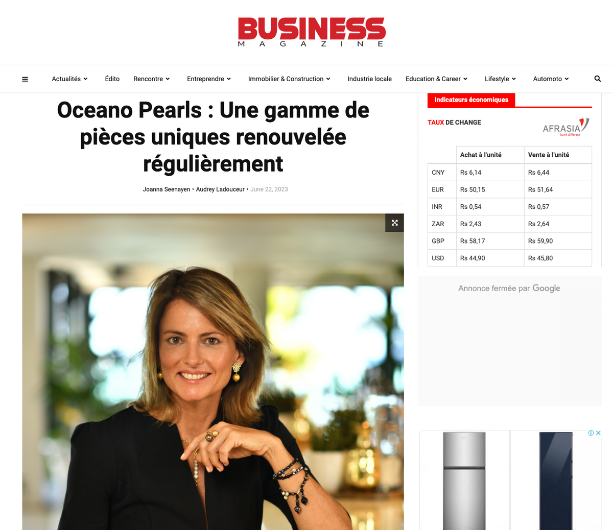 Business Magazine - Oceano Pearls : Une gamme de pièces uniques renouvelée régulièrement - Oceano Jewels