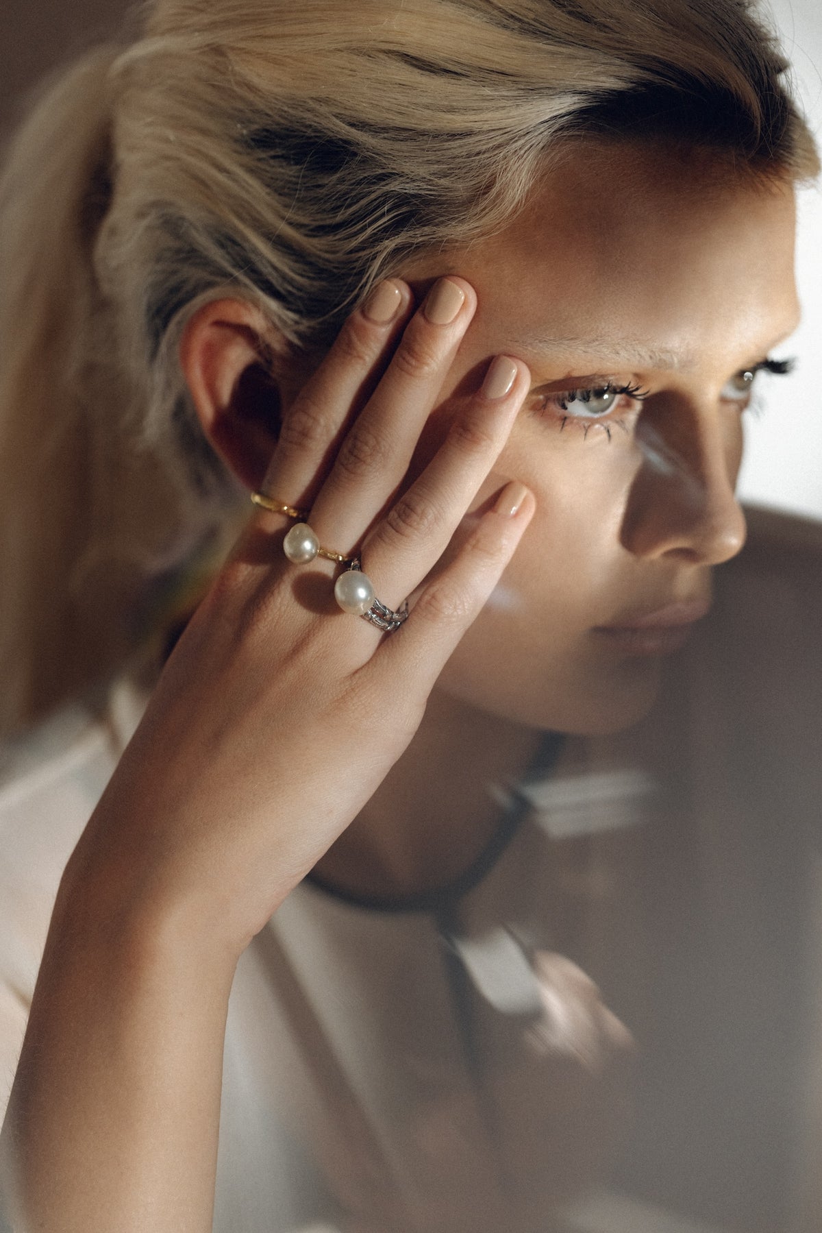 Bel Air fresh water pearl ring in oxidised sterling silver, handcrafted in Mauritius by Oceano Jewels
