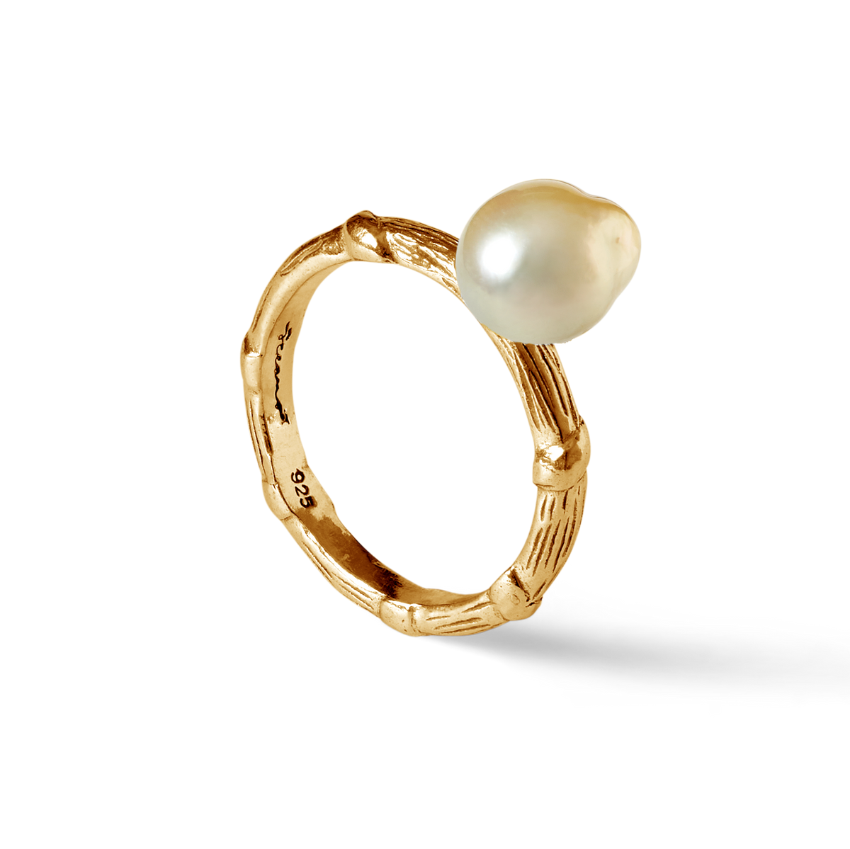 Bel Air Gold ring with 10mm golden South Sea pearl in 18K gold vermeil