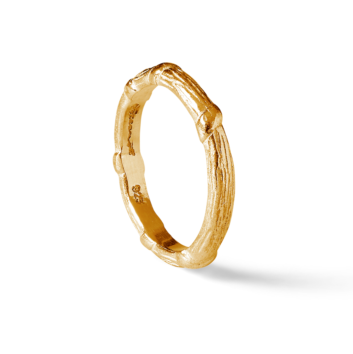 Bel Air Gold pearl ring with textured band inspired by Mauritian sugar cane