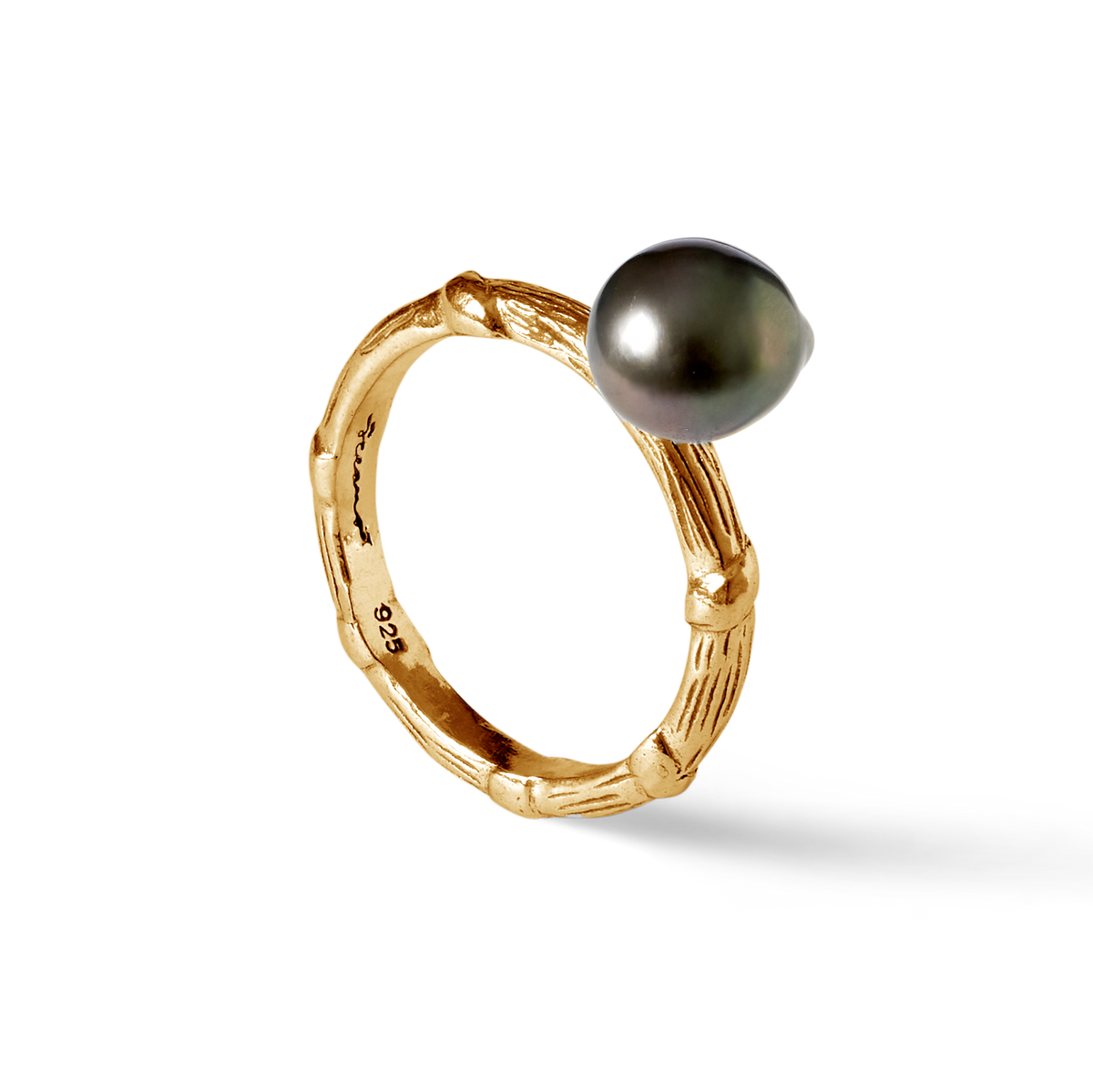 Bel Air gold ring with 10mm Tahitian semi-round pearl by Oceano Jewels