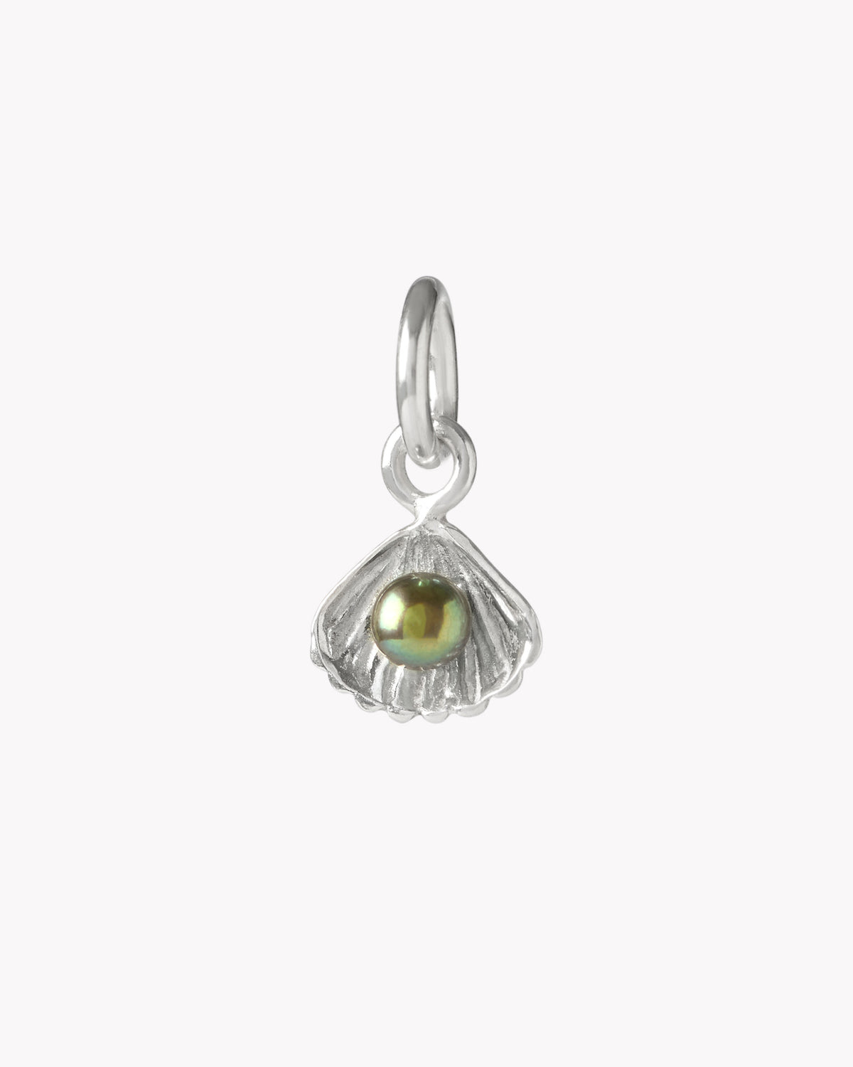 Sterling silver shell charm with pearl for personalised pearl necklaces