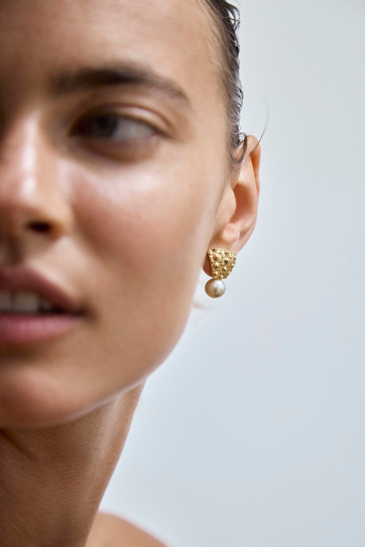 Grand Gaube 18K gold sea urchin-inspired earrings with luminous South Sea golden pearls