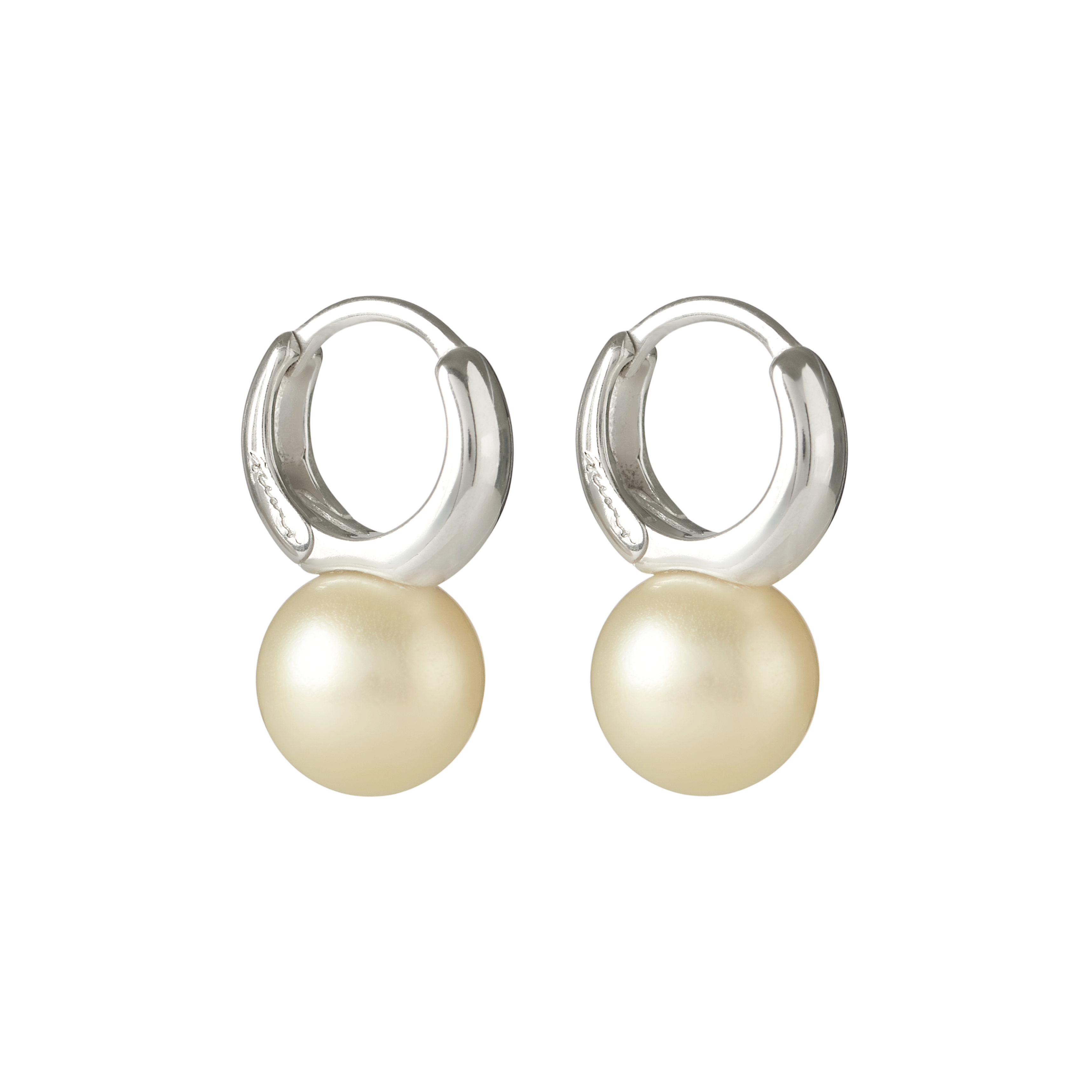Rivière des Créoles silver earrings with 9mm round South Sea pearls by Oceano Jewels