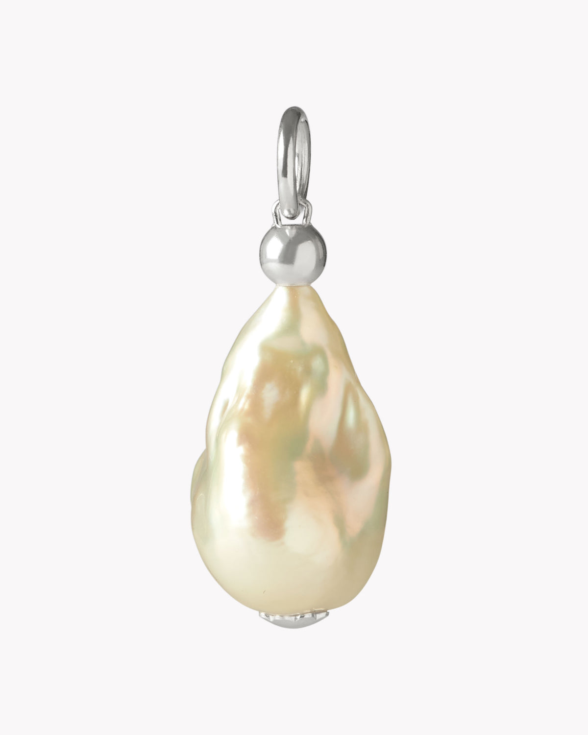White drop freshwater pearl charm with sterling silver setting for a personalised necklace
