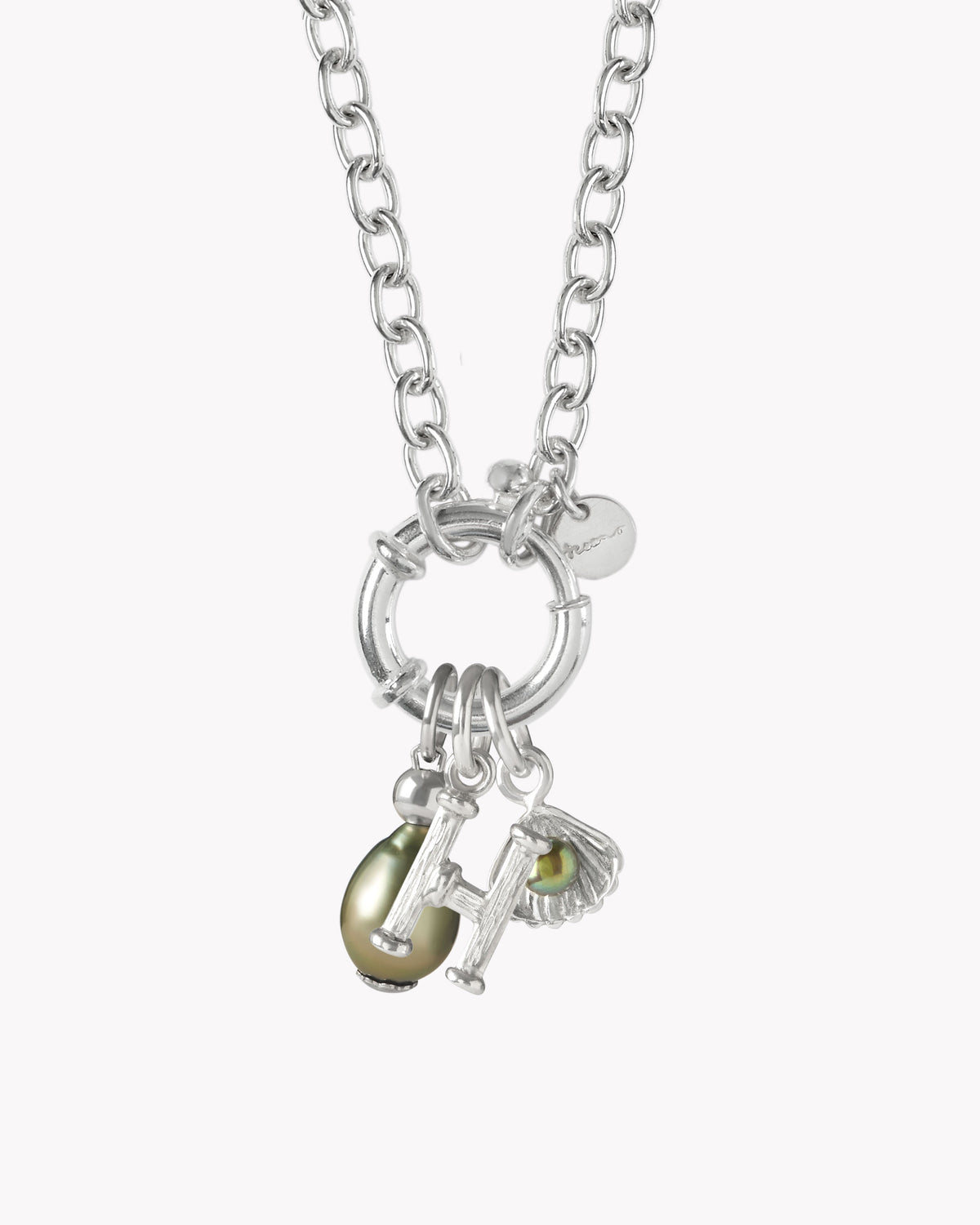 St Géran 40cm sterling silver alphabet and charms necklace by Oceano Jewels
