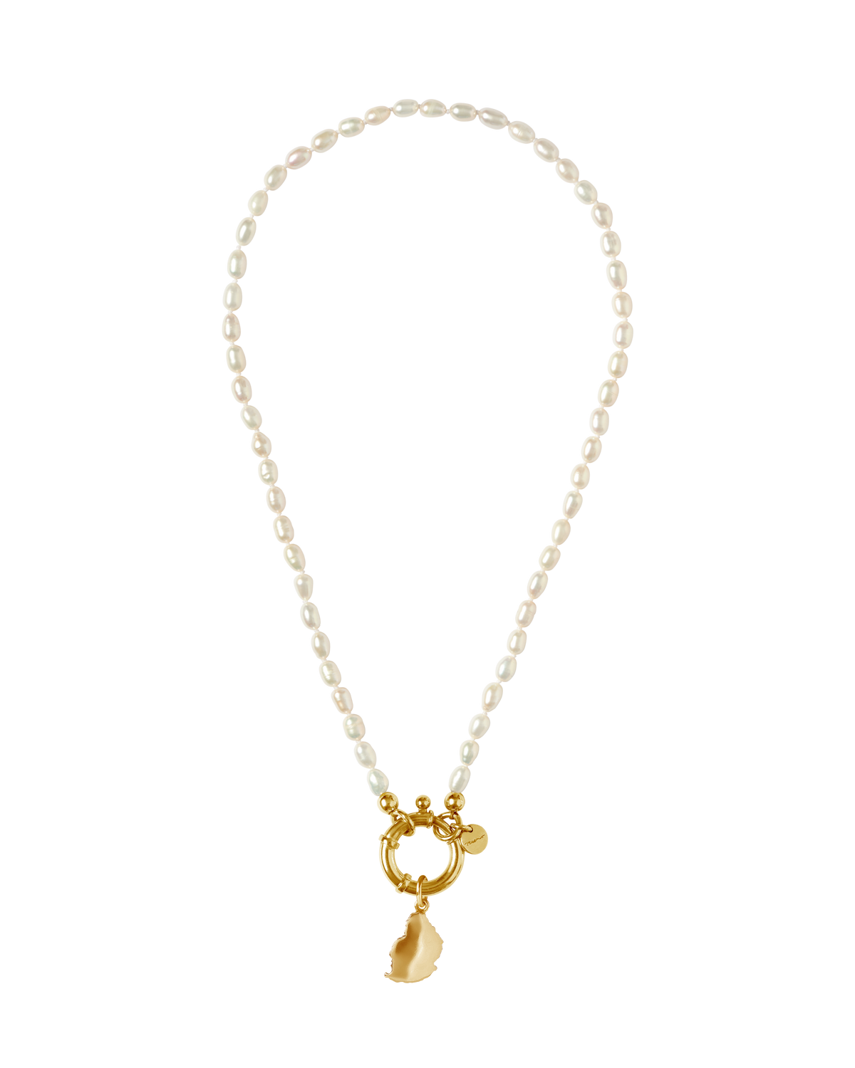Handcrafted Surinam gold necklace with personalised letter charm made in Mauritius