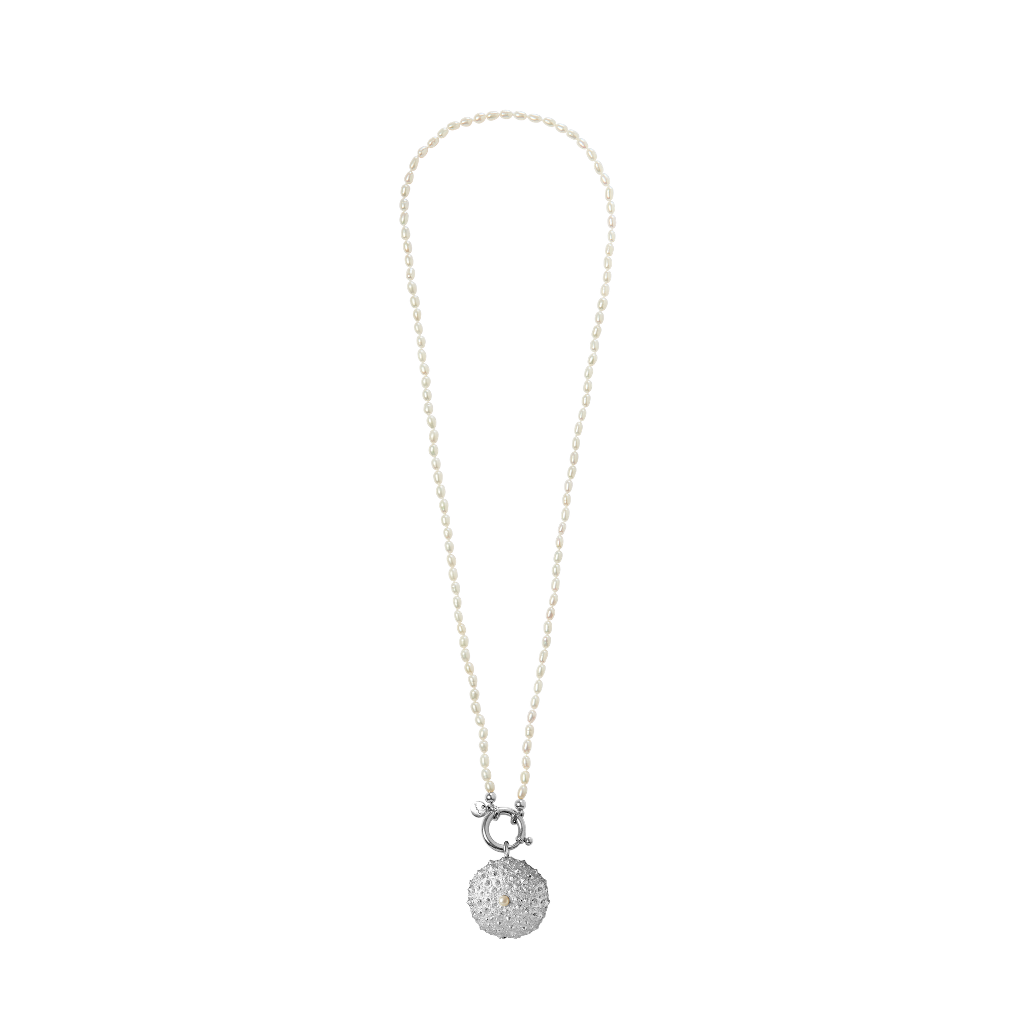 Surinam Silver Long White Rice Pearls Sea Urchin