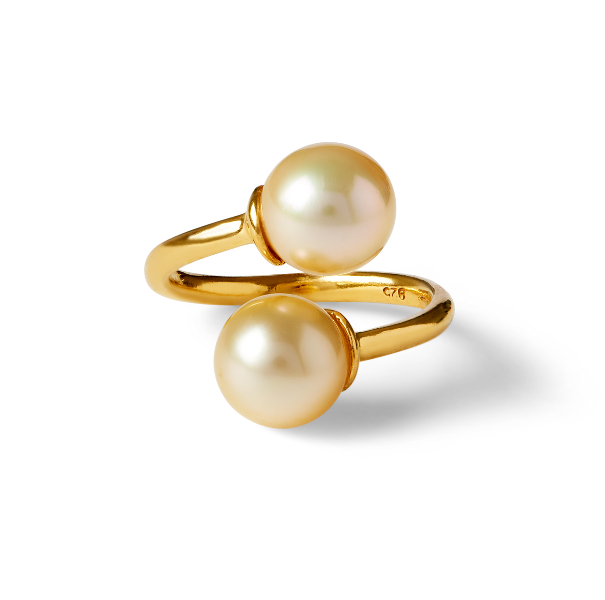 Trou D'eau Douce gold vermeil ring with south sea pearls .