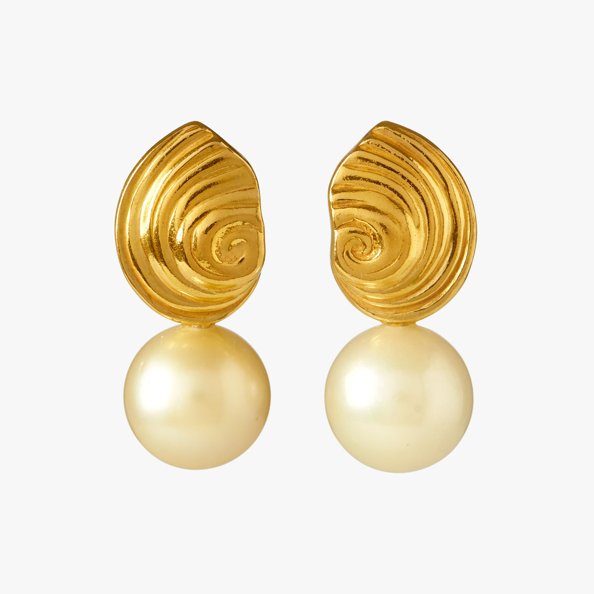 Agalega 18K solid gold South Sea pearl drop earring by Oceano Jewels