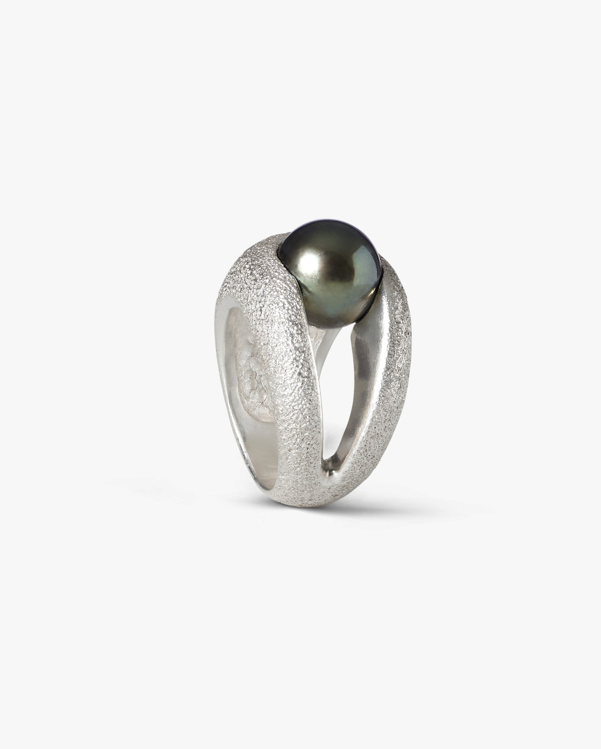 Astroea sterling silver diamanté ring with 10 mm Tahitian pearl, handcrafted by Oceano Jewels Mauritius