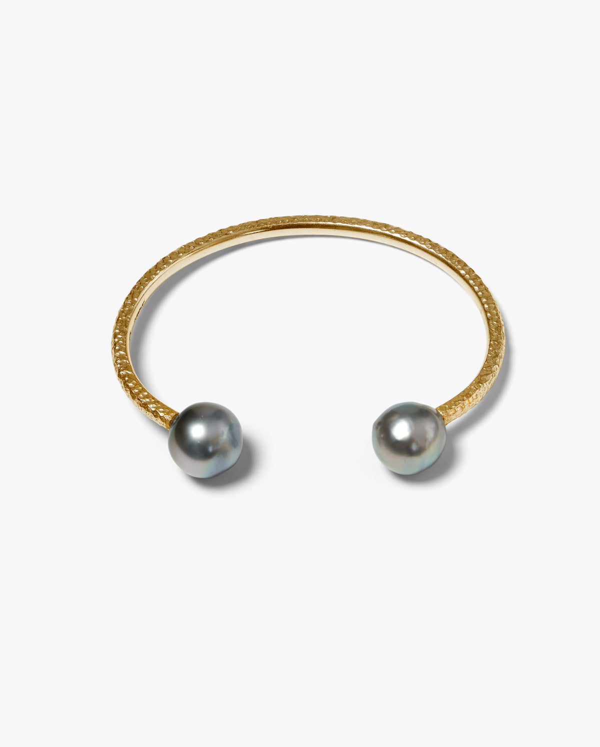 Balaclava gold vermeil cuff bracelet with two 10–11 mm Tahitian pearls by Oceano Jewels