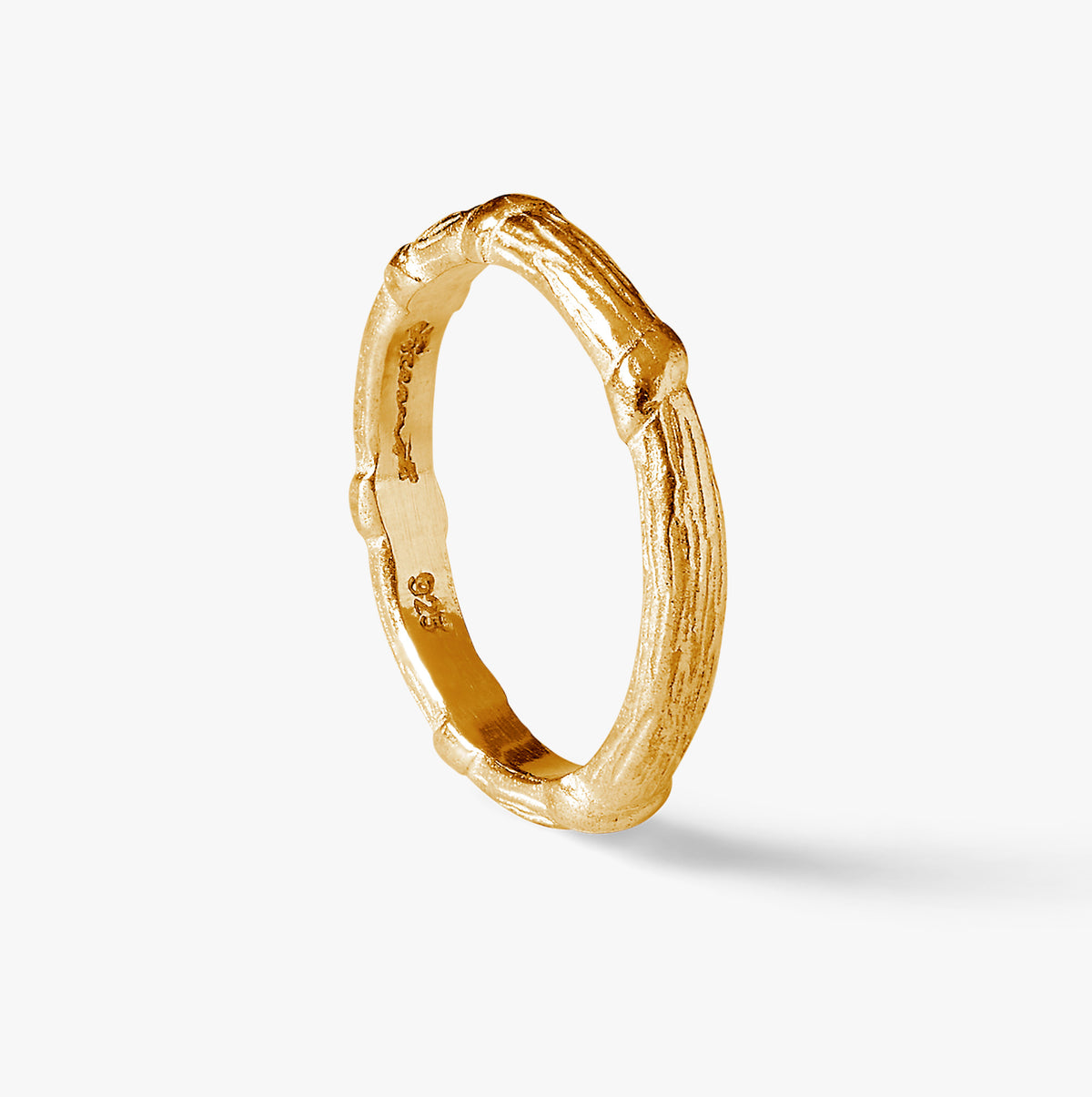 Bel Air Gold pearl ring with textured band inspired by Mauritian sugar cane