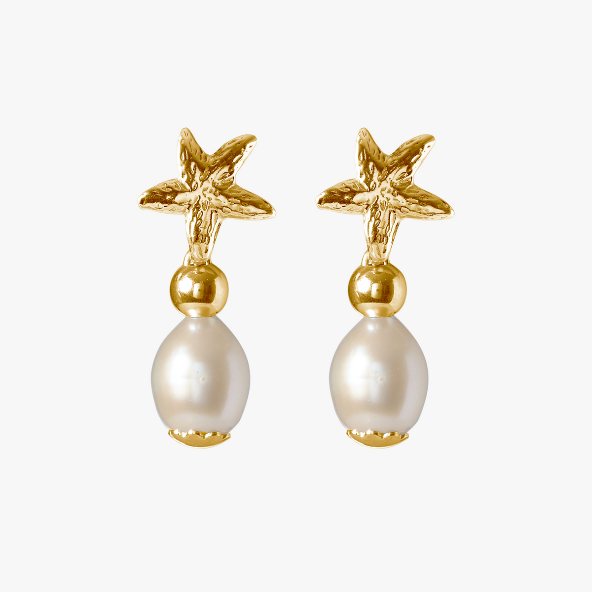 Belle Etoile gold jewellery with white drop pearl