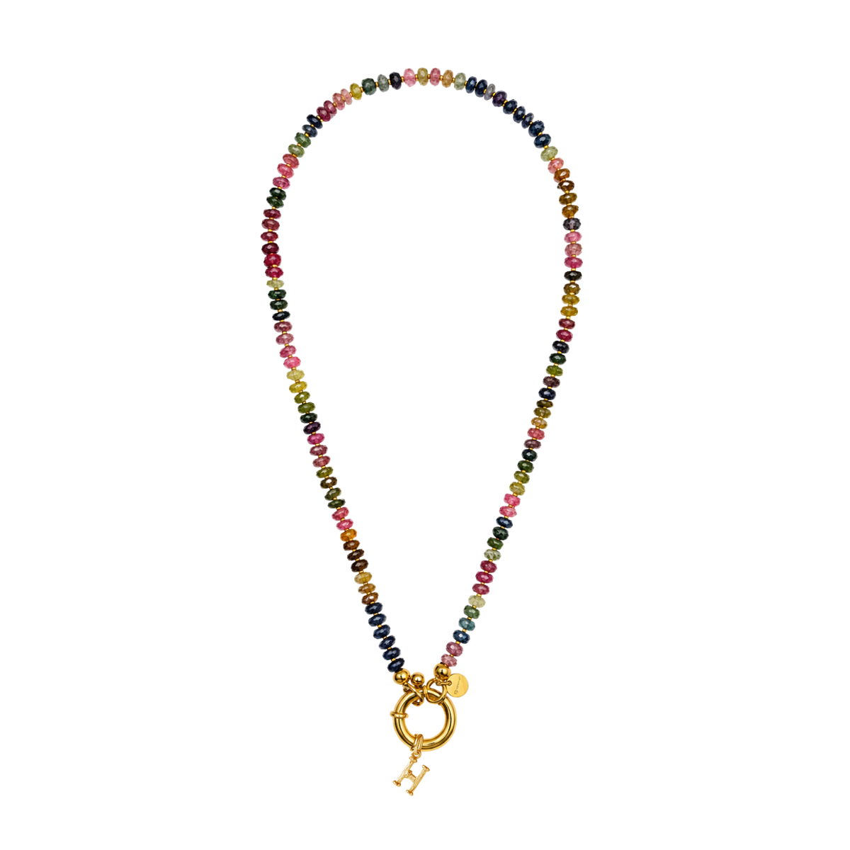 Collier Chamarel Or 42 cm fait main avec des pierres naturelles colorées