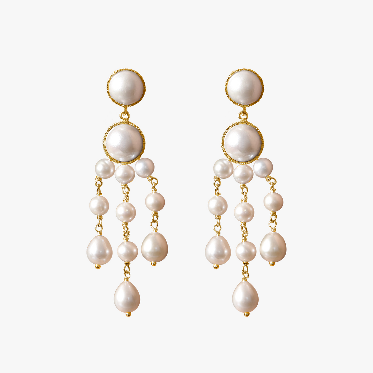 Chandelier Gold pearl necklace in 18k gold vermeil by Oceano Jewels