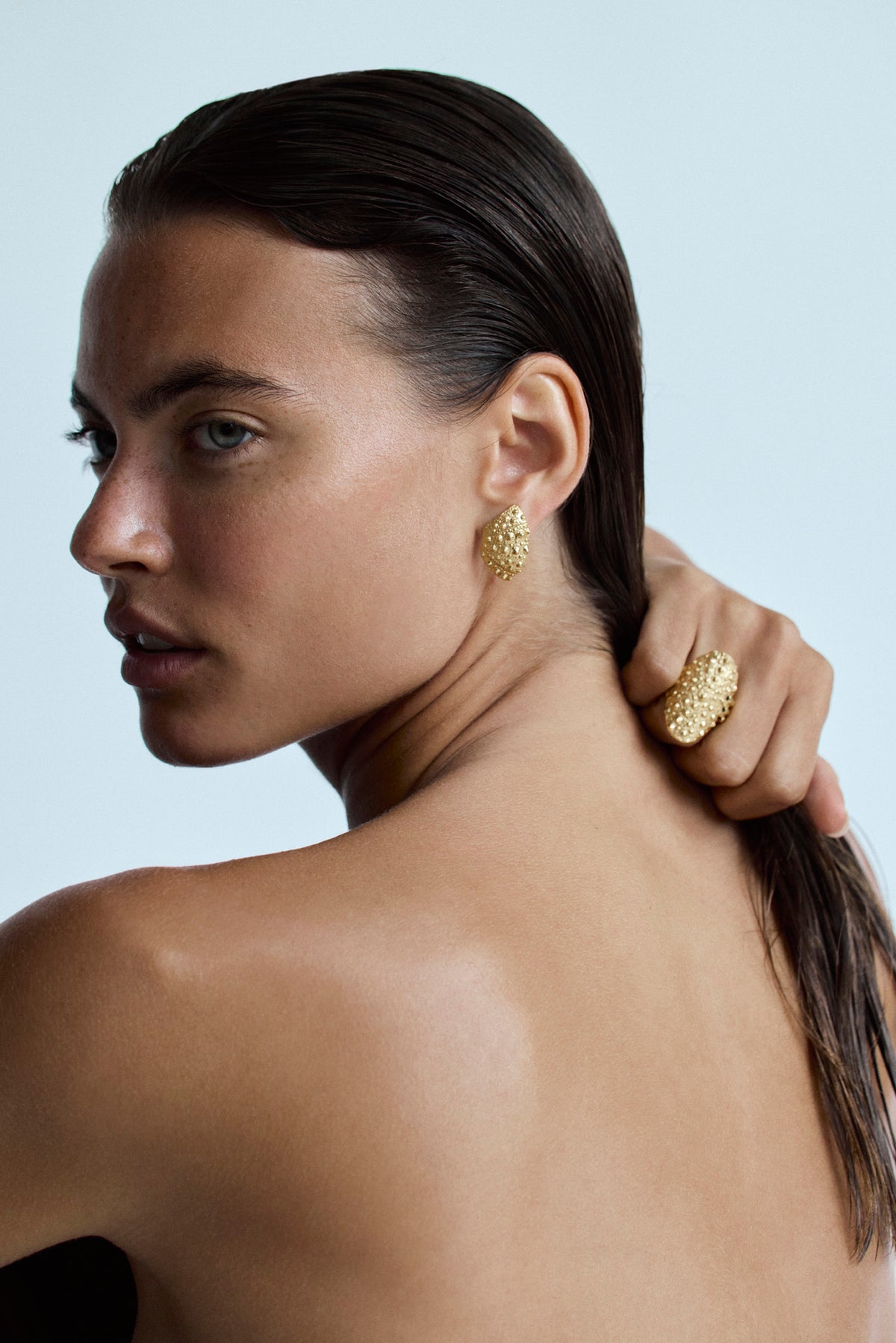 Grand Gaube sculptural gold vermeil earrings inspired by the texture of a sea urchin