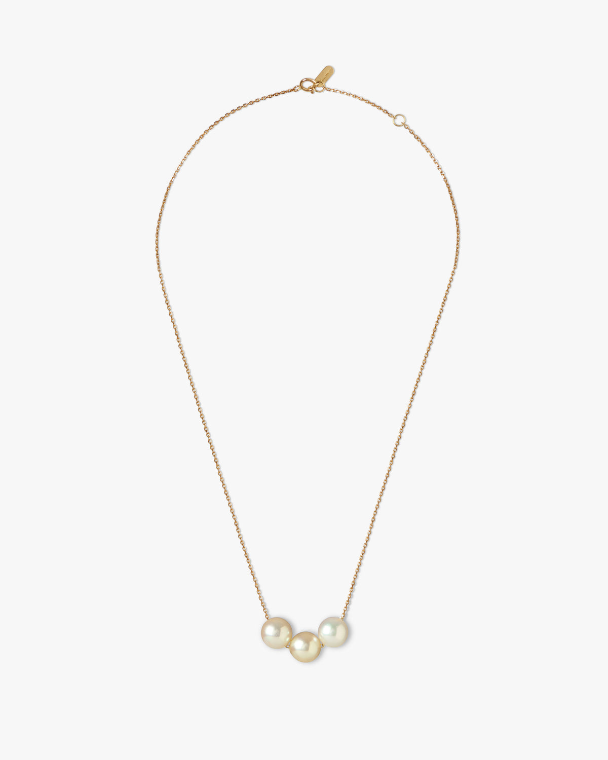 Ile Ronde 18K gold necklace with three 8mm South Sea pearls in white, champagne and golden hues