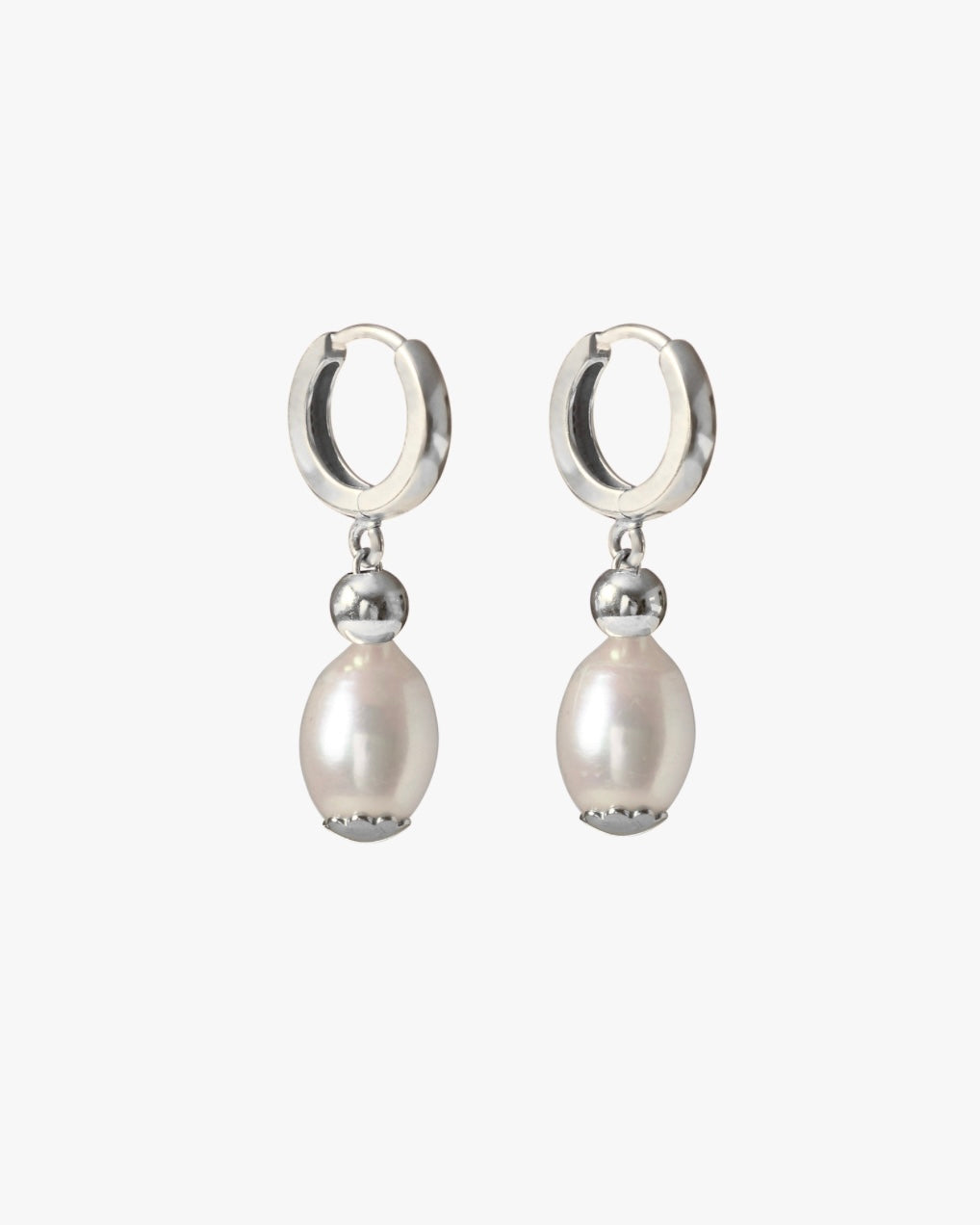 Rivière des Créoles silver drop pearl earrings with 14mm freshwater pearls by Oceano Jewels