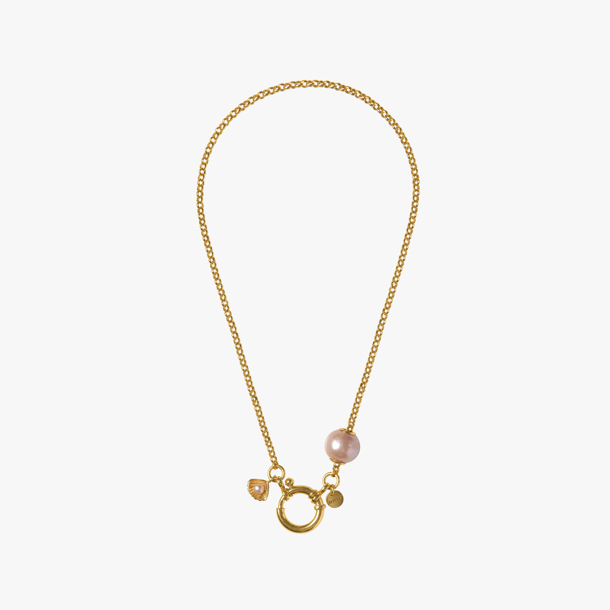 Paul et Virginie 18K gold vermeil necklace with 13mm white pearl by Oceano Jewels