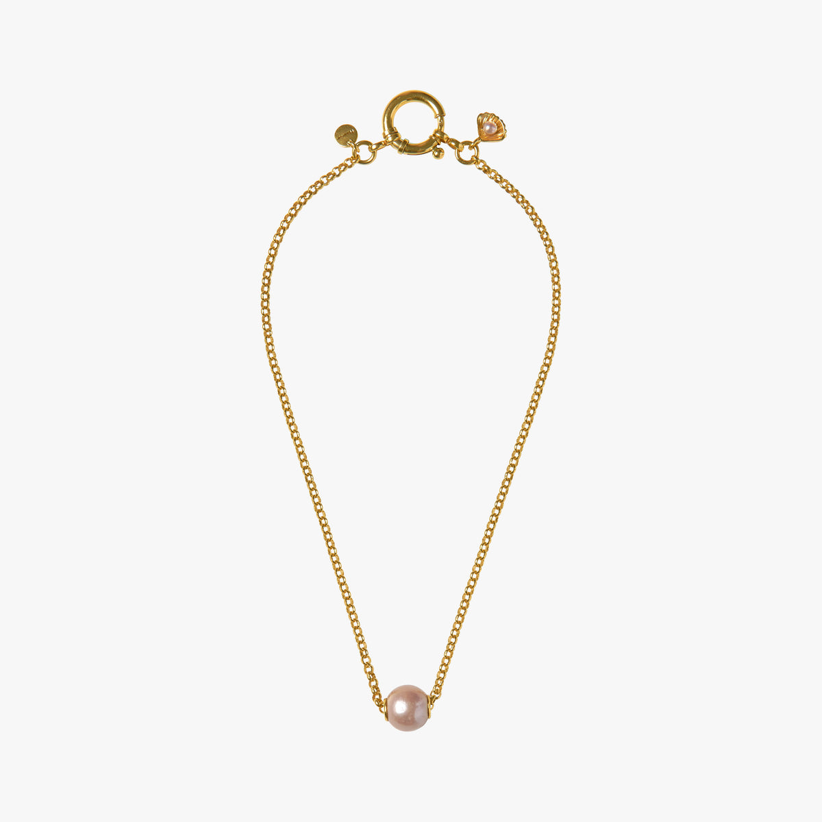 Paul et Virginie gold necklace featuring a luminous white pearl, handcrafted in Mauritius by Oceano Jewels