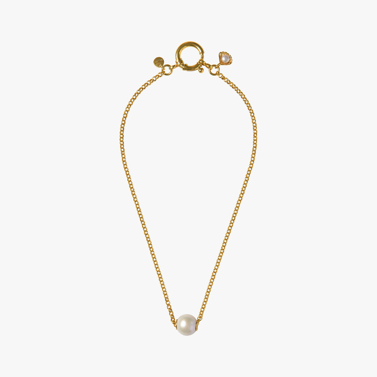 Paul et Virginie gold necklace featuring a white South Sea pearl by Oceano Jewels