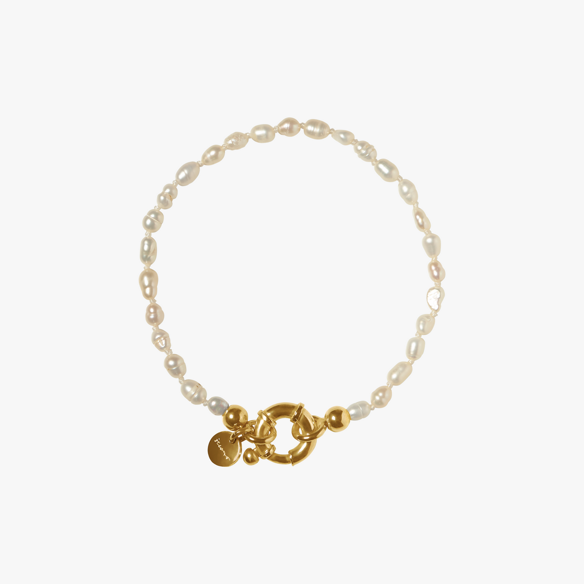 Surinam gold vermeil bracelet with natural white rice pearls by Oceano Jewels