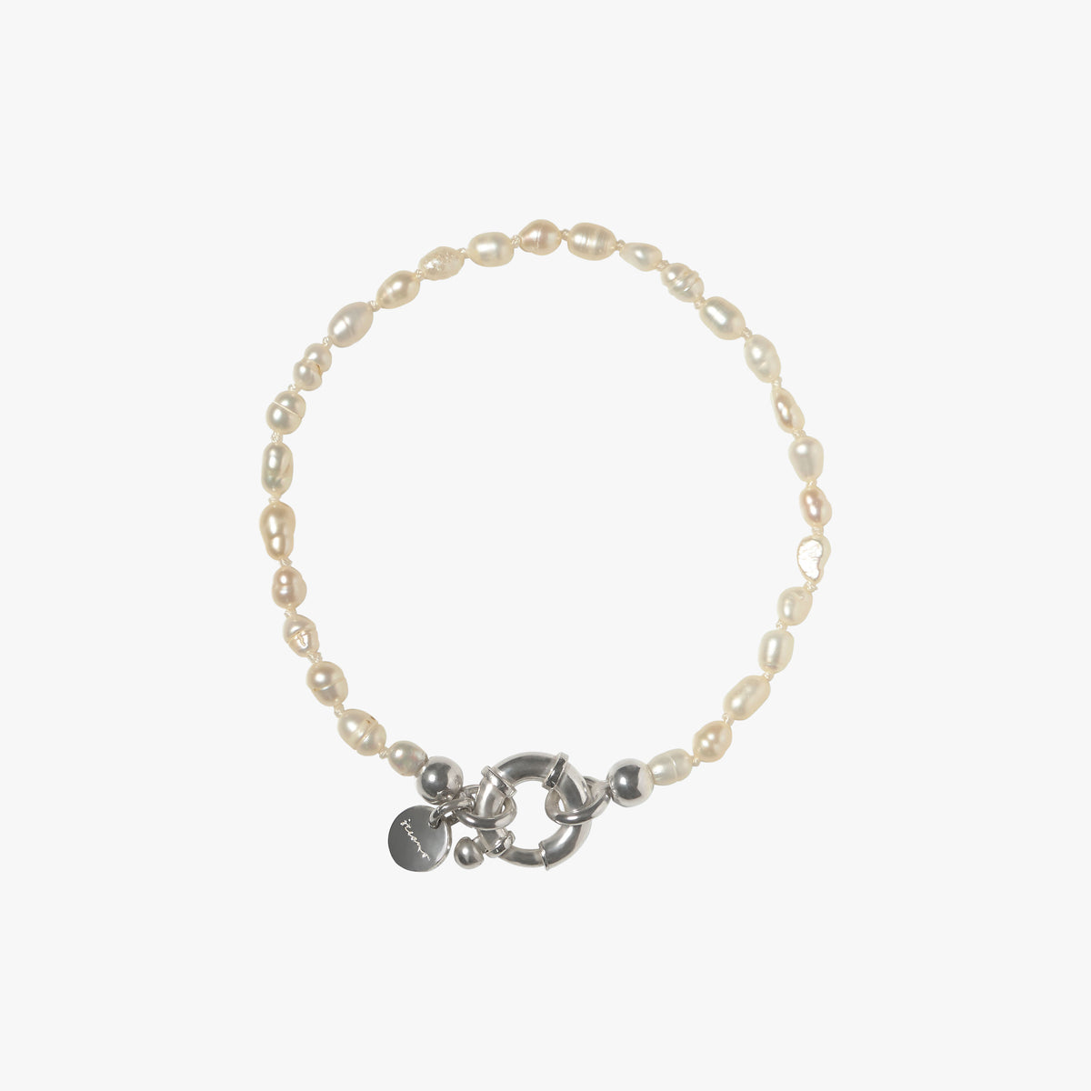 Surinam sterling silver bracelet with white freshwater rice pearls, handmade by Oceano Jewels in Mauritius