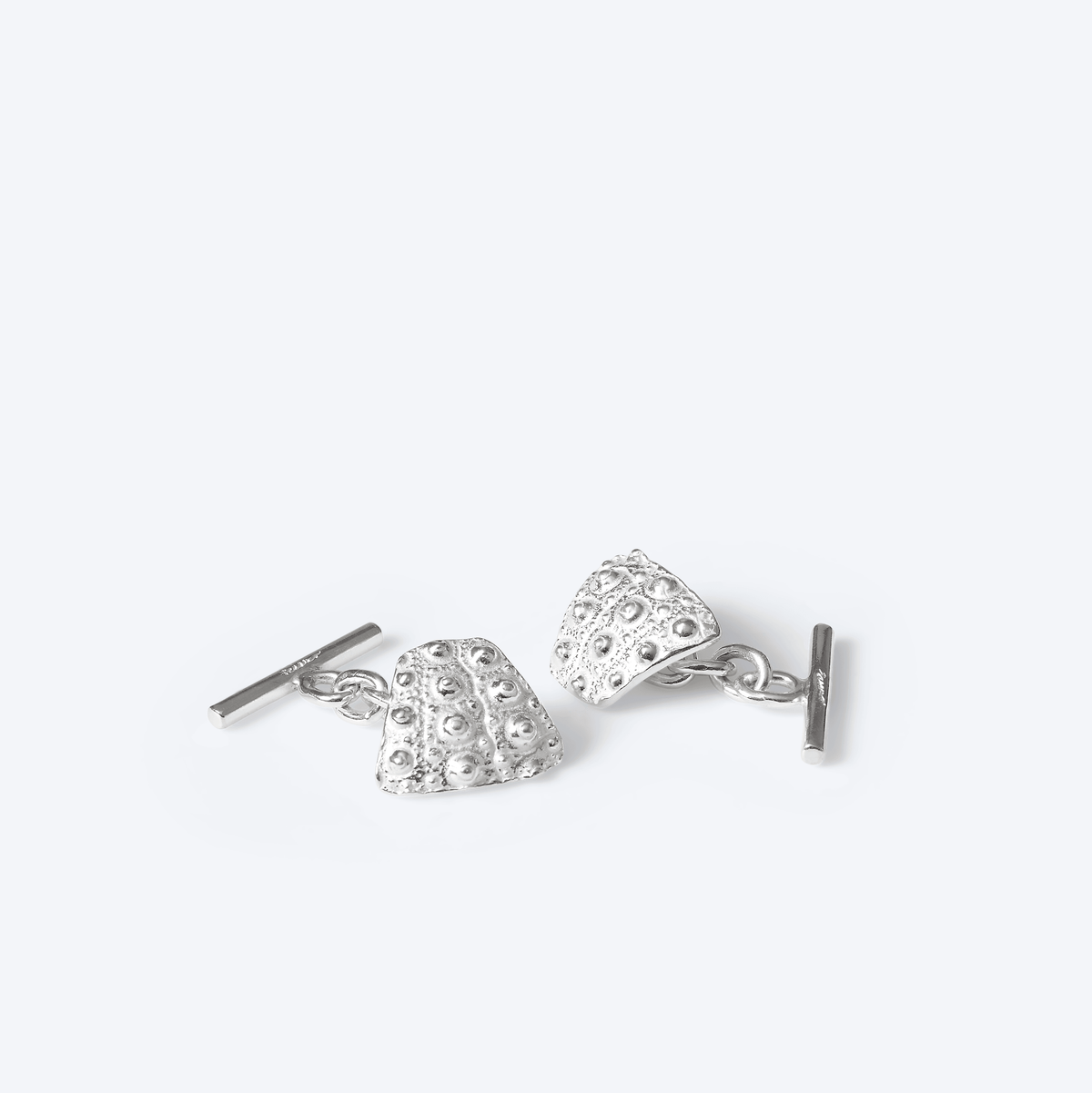 Grand Gaube sterling silver sea urchin cufflinks handcrafted in Mauritius by Oceano Jewels