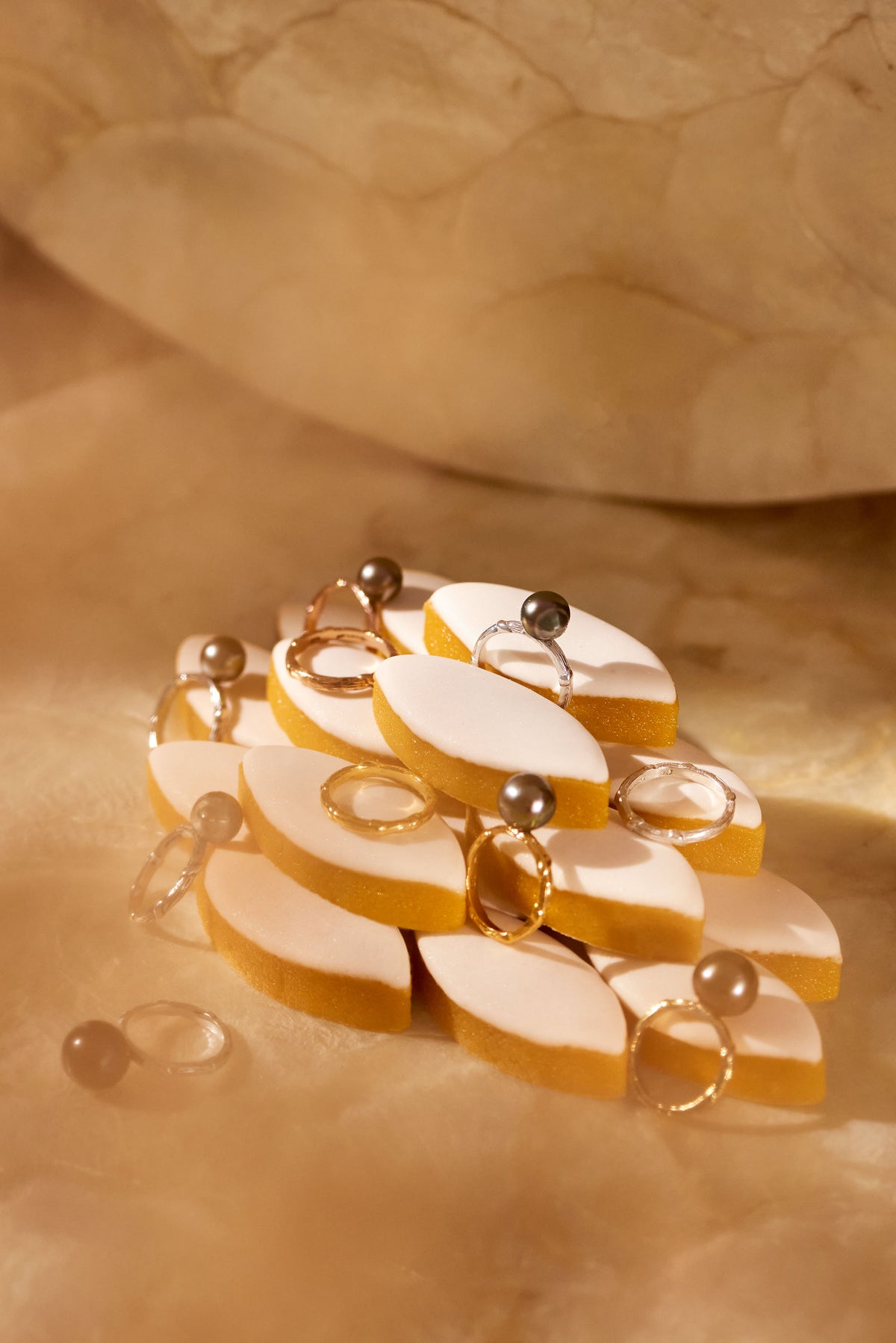 Bel Air 18K gold vermeil ring with 10mm Tahitian semi-round pearl by Oceano Jewels