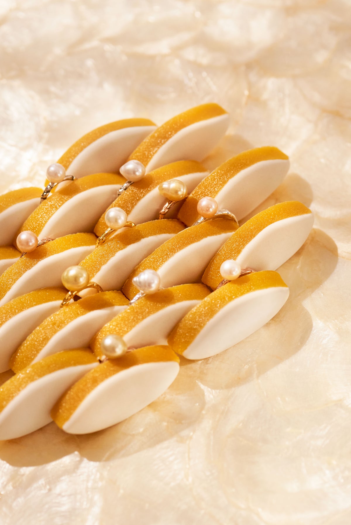 Bel Air Gold White 10mm pearl ring handcrafted in Mauritius by Oceano Jewels