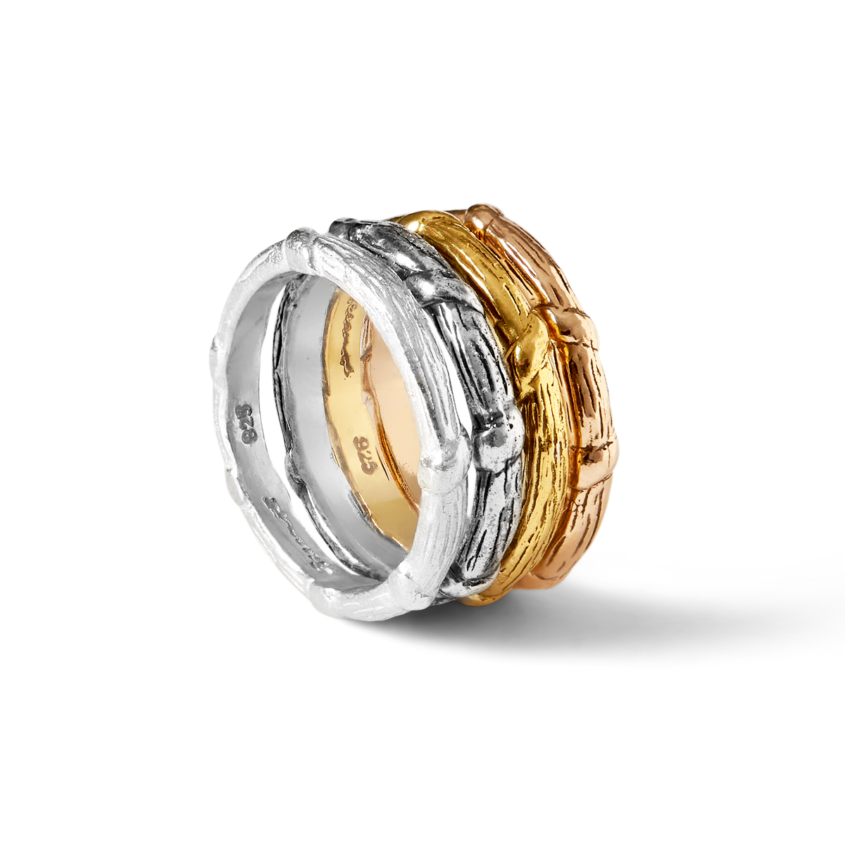 Bel Air  silver ring styled with delicate stacking rings