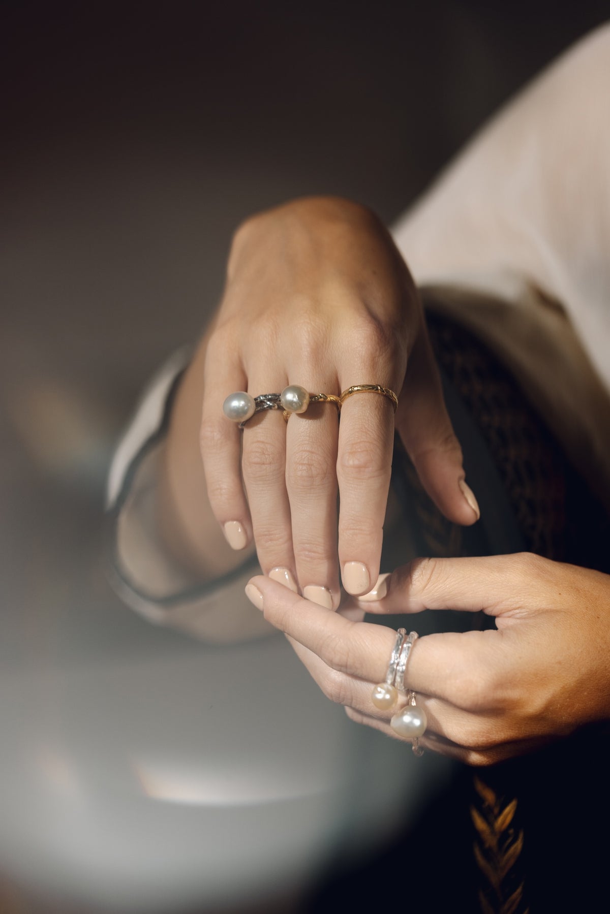 Bel Air oxidised silver ring worn on the hand, handcrafted in Mauritius