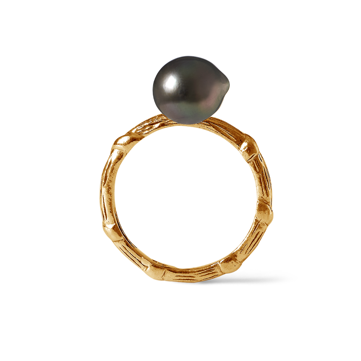 10mm Tahitian semi-round pearl set on a gold Bel Air ring