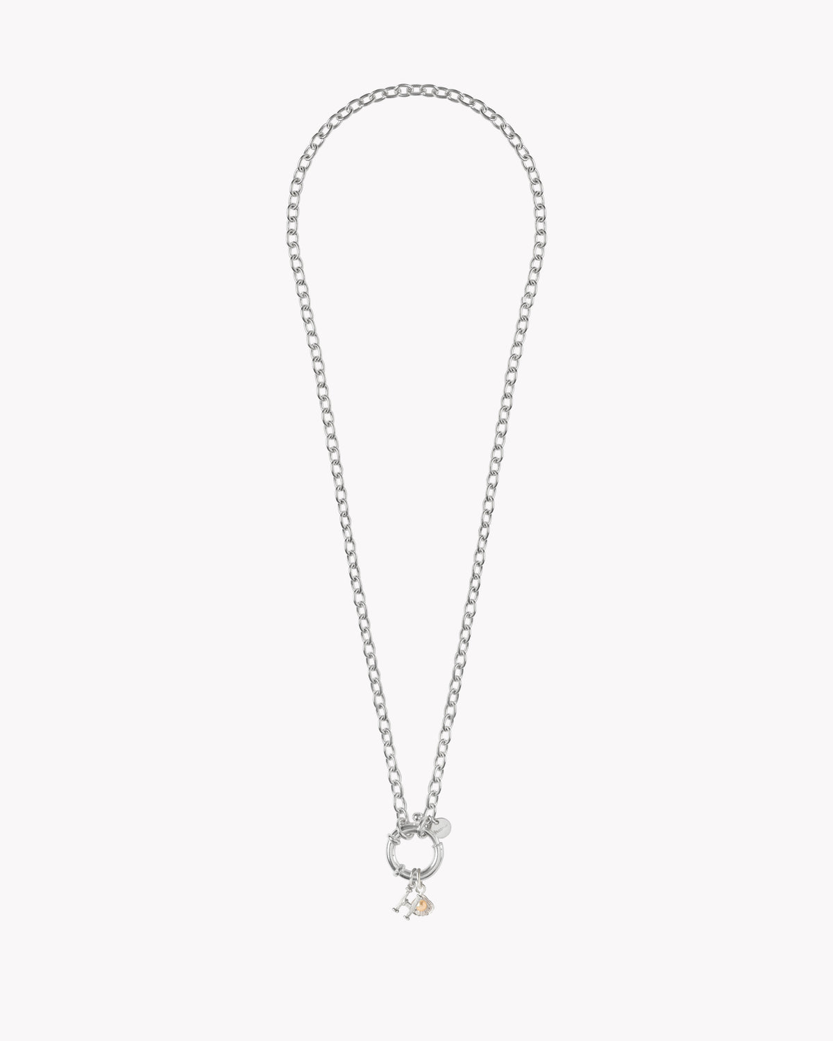Detail of the St Géran 40cm sterling silver alphabet charm necklace