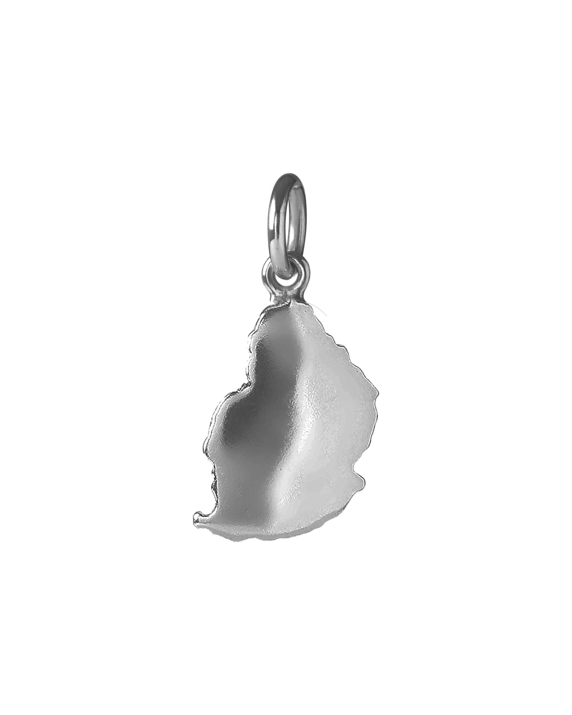 Detail of  map charms on the St Géran sterling silver necklace