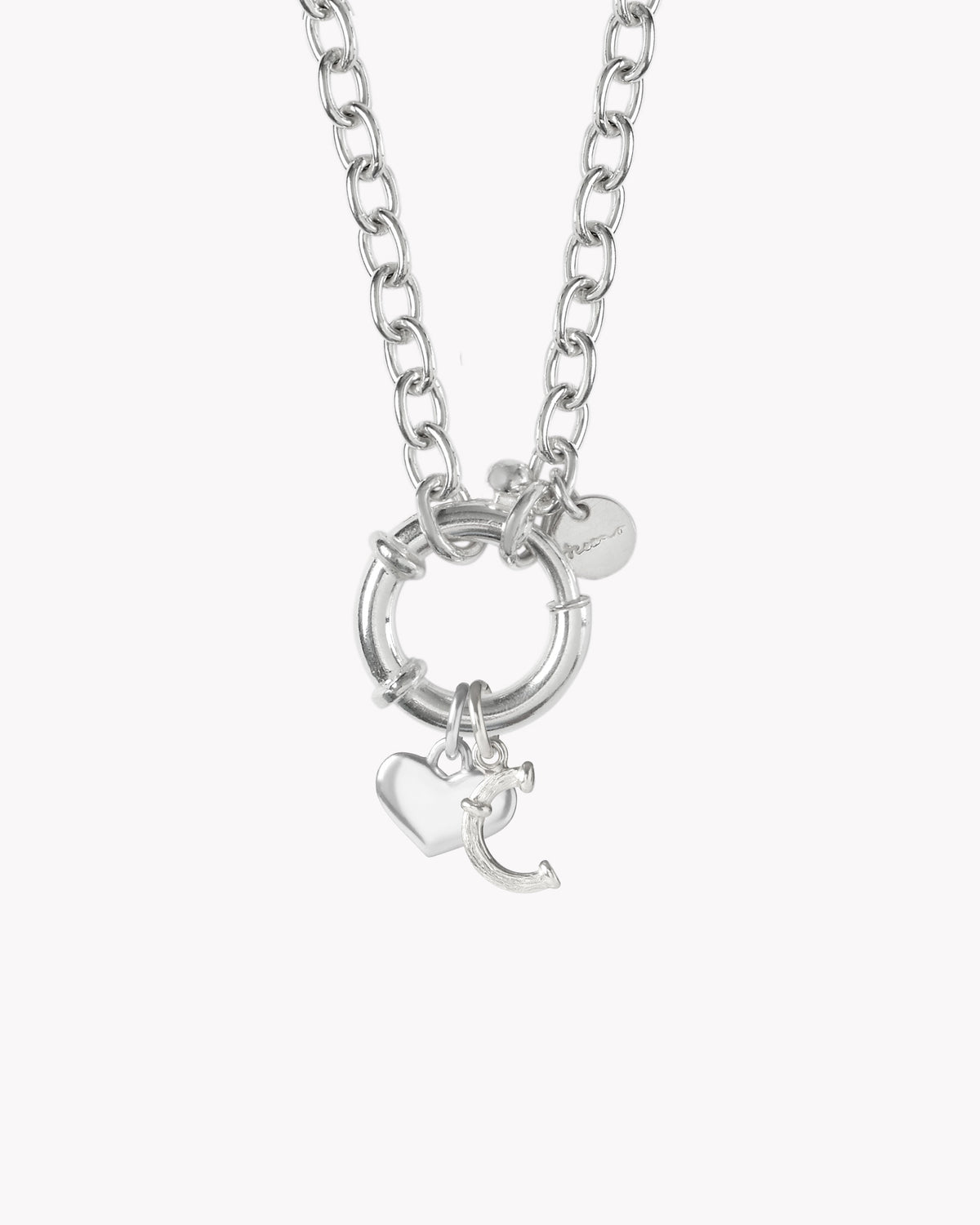 St Géran sterling silver necklace with alphabet charms and freshwater pearl