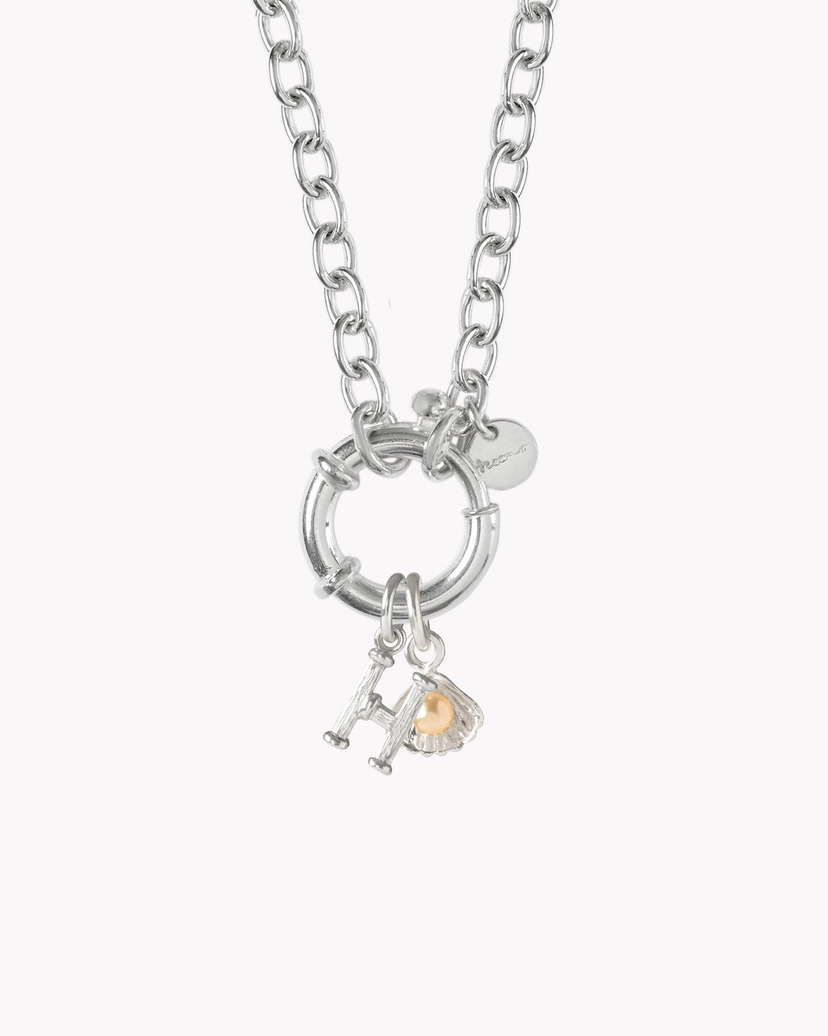 St Géran sterling silver necklace with heart charm and alphabet letter