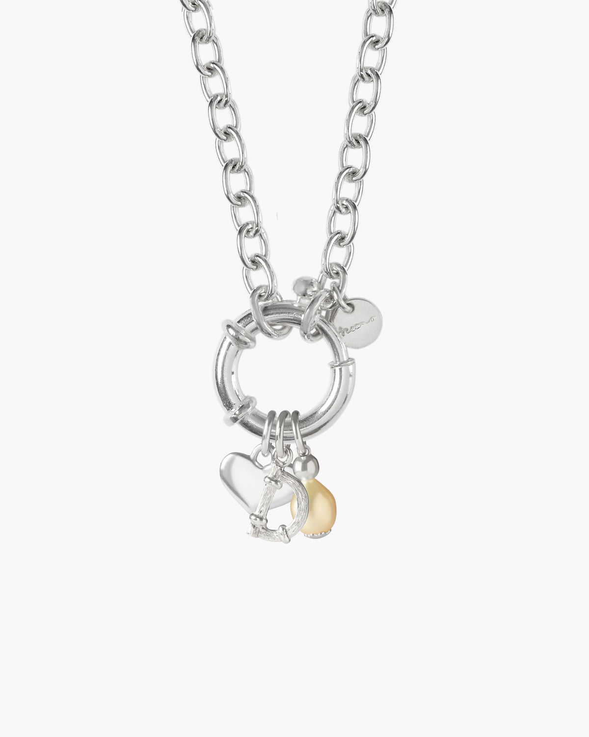 Personalised St Géran silver necklace with alphabet letter charms