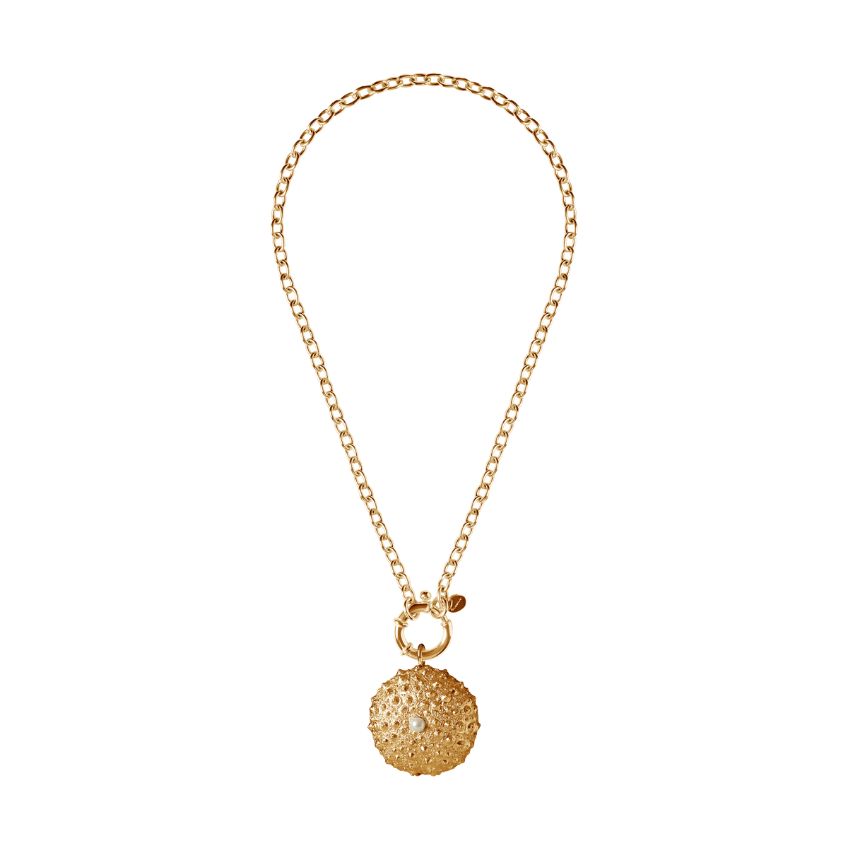 St Géran 18K gold vermeil necklace with sculptural sea urchin pendant by Oceano Jewels
