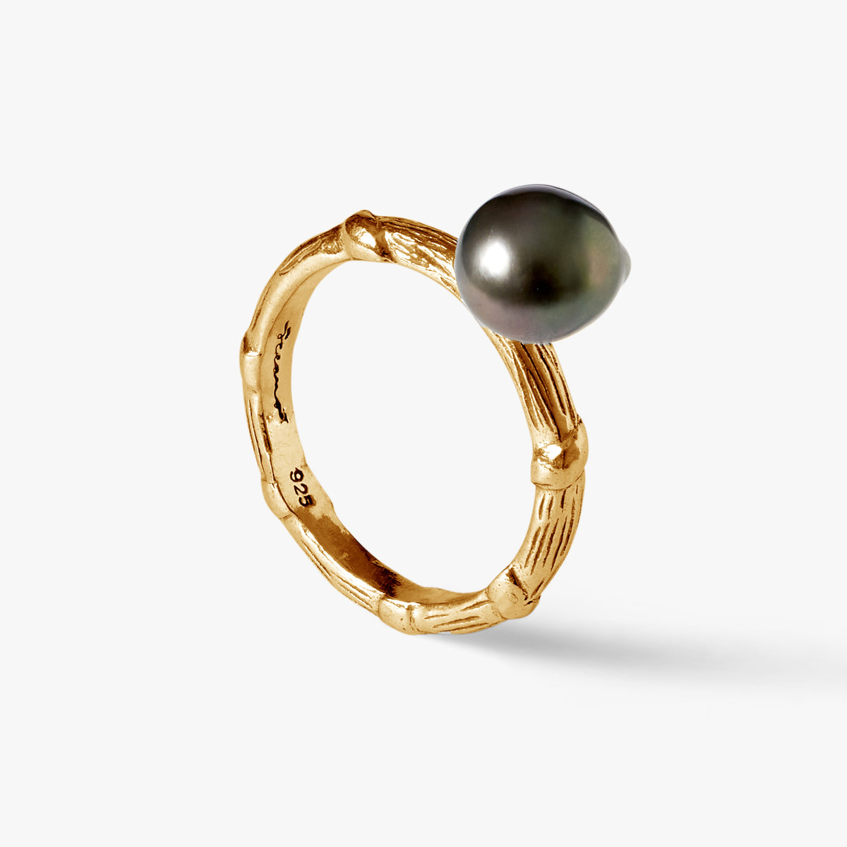 Bel Air gold ring with 10mm Tahitian semi-round pearl by Oceano Jewels