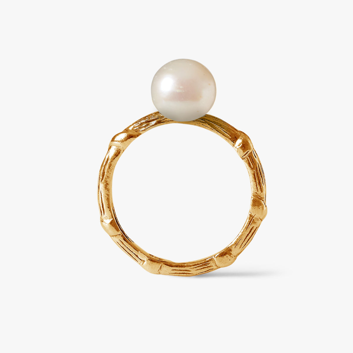 Bel Air Gold ring with 8mm white freshwater pearl by Oceano Jewels