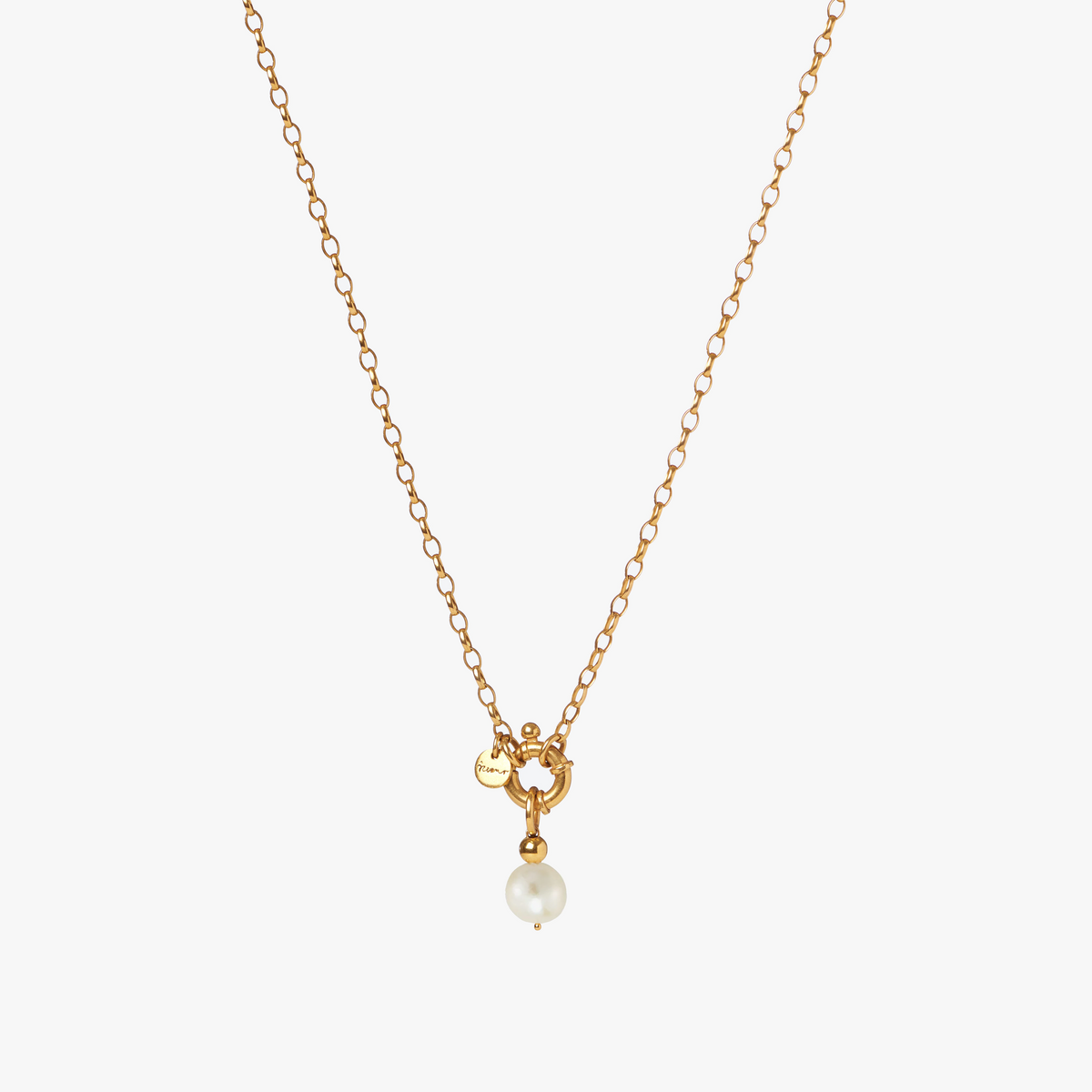 Bois Chéri Gold Round 10 mm freshwater pearl necklace in 18K gold vermeil