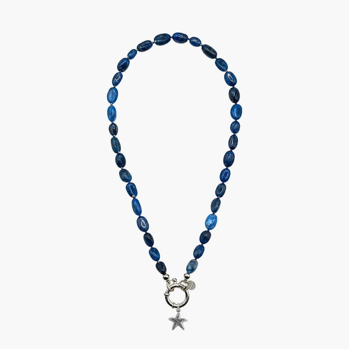 Blue beaded necklace with a star fish charm interchangeable 