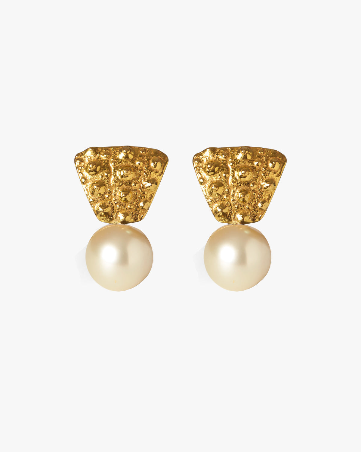 Grand Gaube 18K solid gold earrings with 10mm South Sea golden pearls by Oceano Jewels