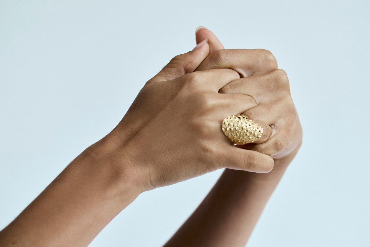 Ocean inspired Grand Gaube 18K gold vermeil statement ring by Oceano Jewels