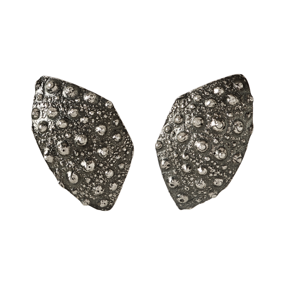 Grand Gaube oxidised silver sea urchin-inspired stud earrings by Oceano Jewels