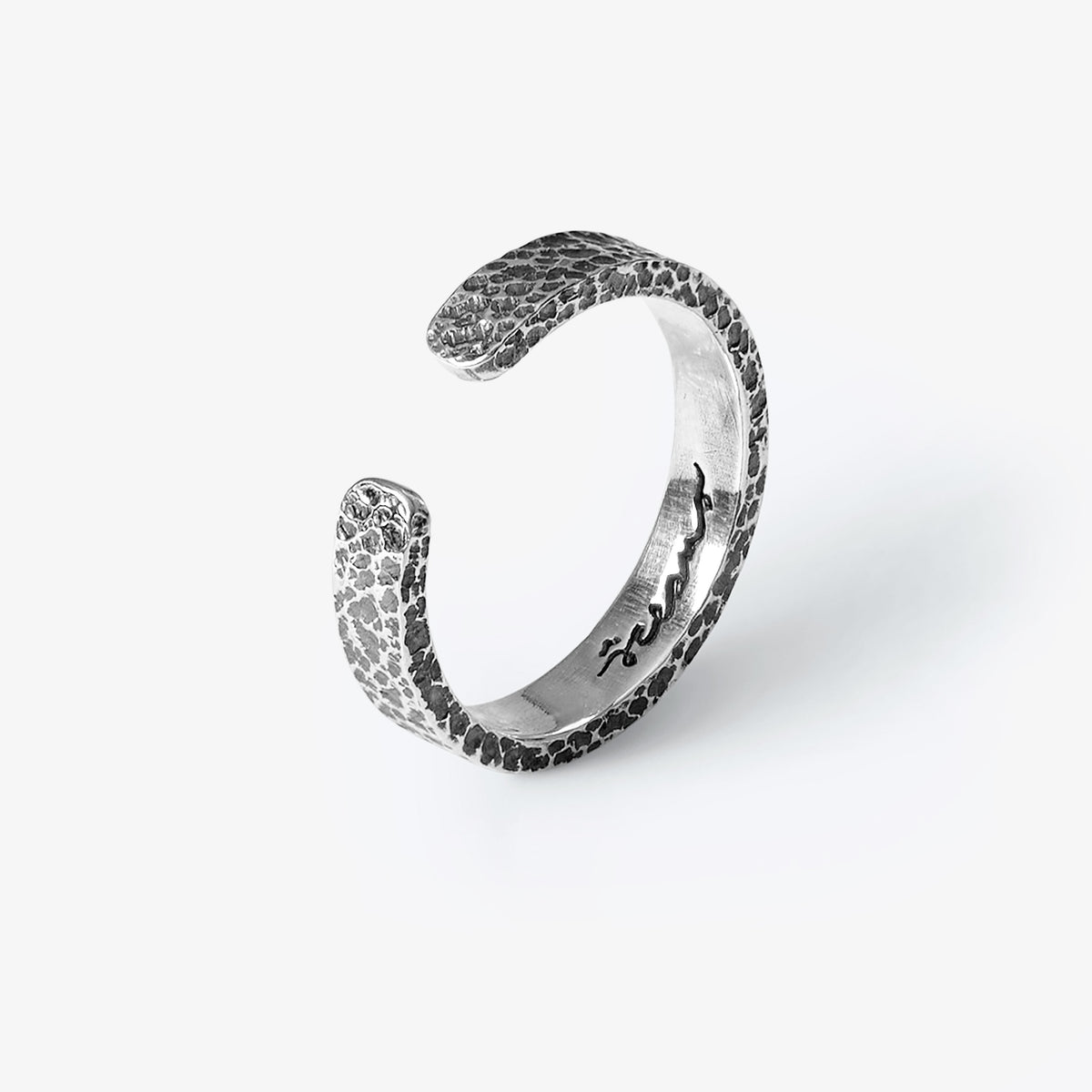 Gris Gris oxidised silver ring with handcrafted beaten ocean-inspired texture