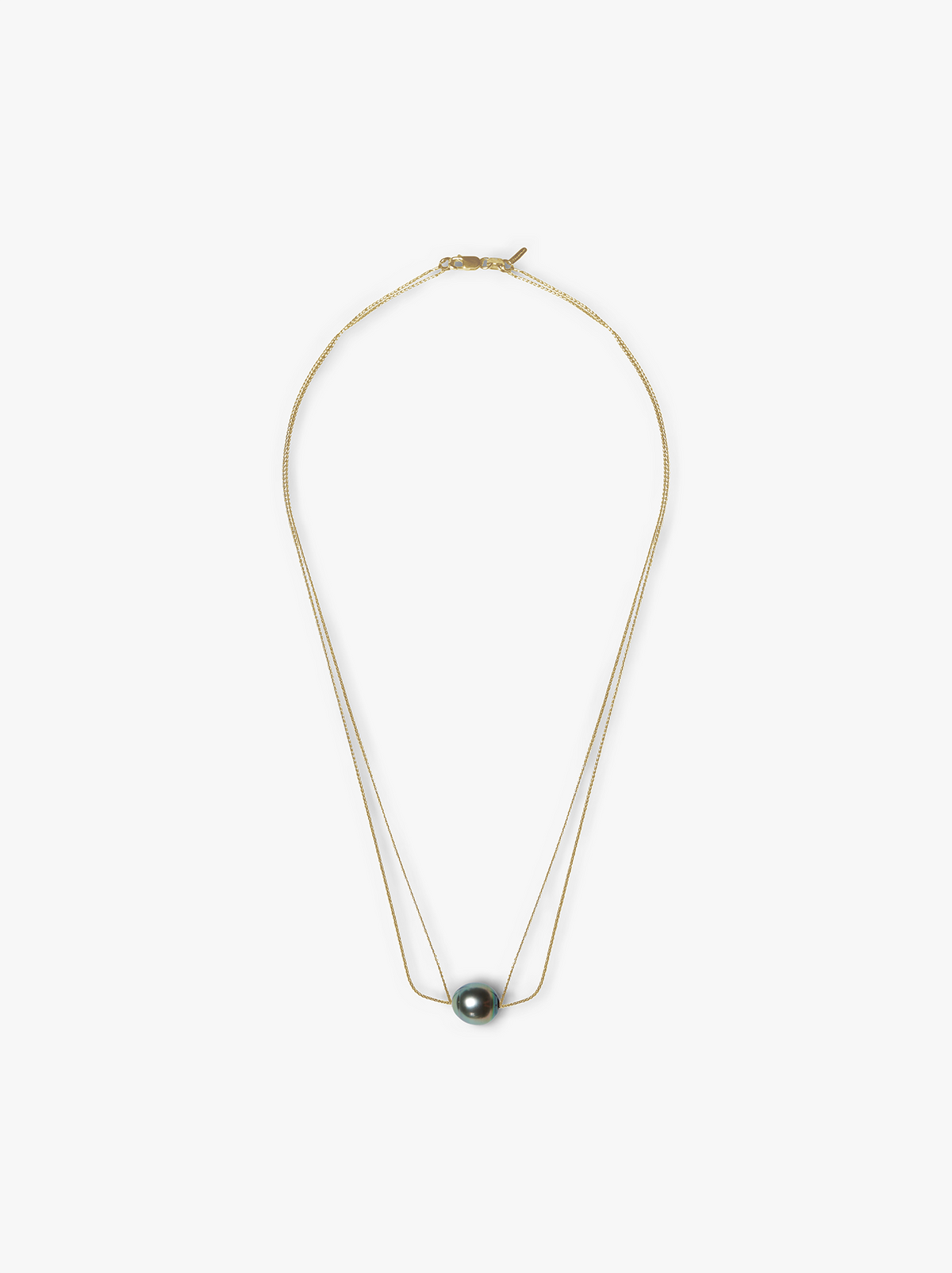 Helvetia 18K solid gold necklace with Tahitian semi-round pearl 9–11 mm – Oceano Jewels