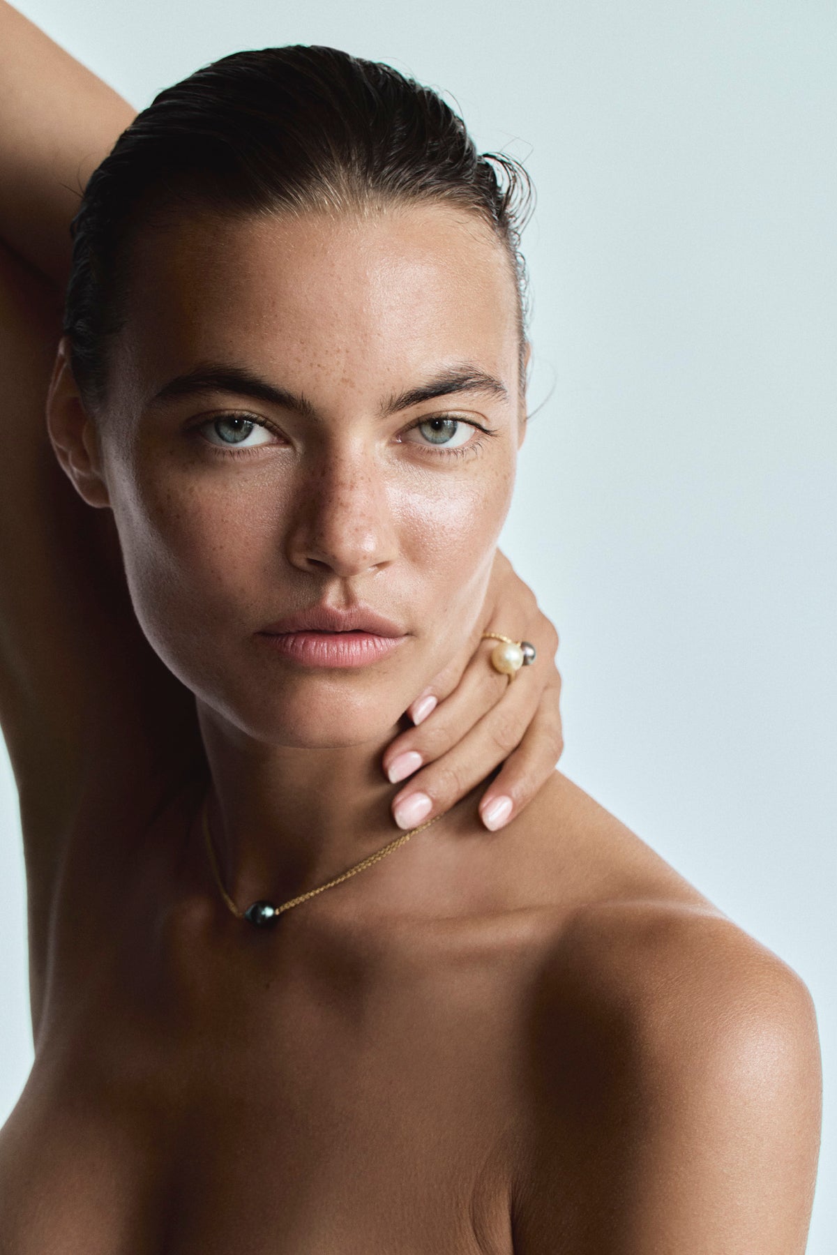 Helvetia Tahitian pearl necklace in 18K solid gold, handcrafted in Mauritius by Oceano Jewels